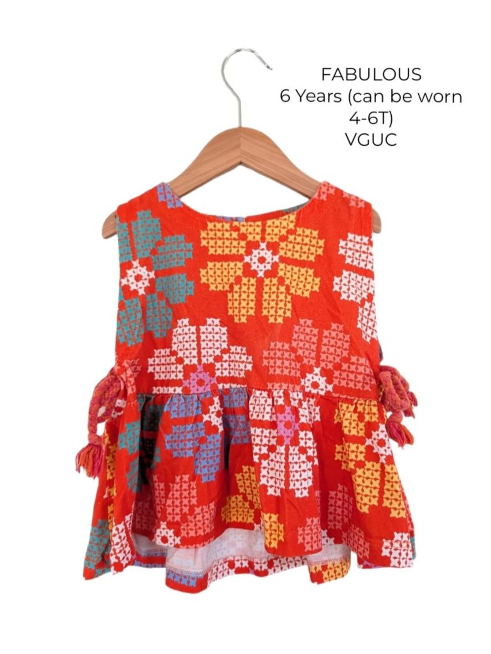 FABULOUS Tie Peplum Orange Red Tank Top 4T 6T Girls Clothes